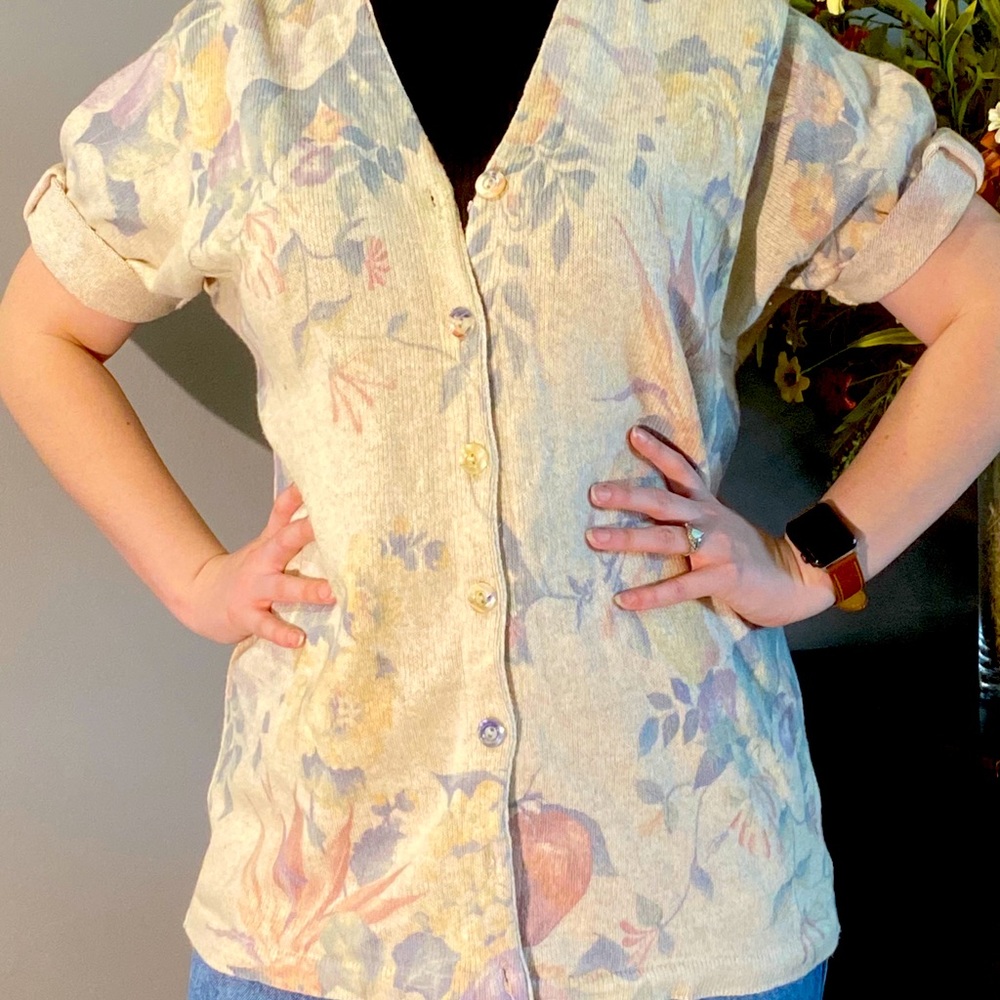 Vintage Fruits and Flowers Cardigan